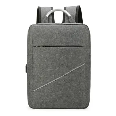 (Grey) Business Laptop Bag Backpack Waterproof USB Charging Computer Storage Bag Travel Schoolba