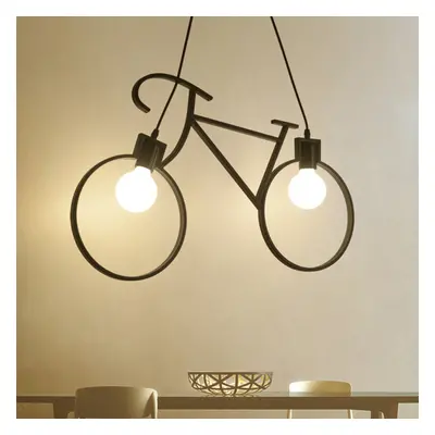 (Black, S) Modern Industrial Iron Bicycle Children Bedroom Decorations Chandelier Loft Ceiling L