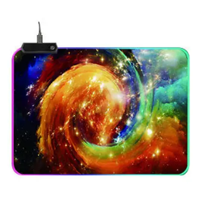 (250x350x4mm) RGB Glowing Mouse Pad Whirlwind Soft Rubber Anti-slip Lighting Mode Large Gaming K