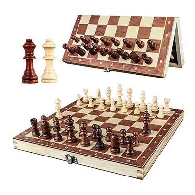 OOCOME Wooden Chess Set for Adults, Portable Chess Board Folding Magnetic Chess Sets Boards Game