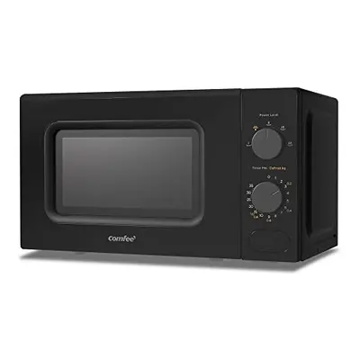 COMFEE' 700W 20L Black Microwave Oven With Cooking Power Levels, Quick Defrost Function, And Kit