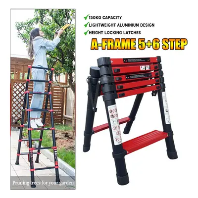 5+6 Telescopic Extension Ladder Aluminum Step Ladders Multi Purpose