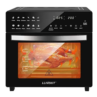 LLIVEKIT Air Fryer Oven with Rotisserie Mini Oven 26L Large Family Size Air Fryer Countertop Con