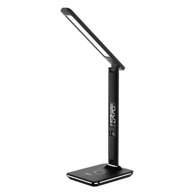 Ares Desk LED Lamp with Wireless Charging Pad & Clock - Black