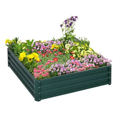 Outsunny Raised Garden Bed Metal Patio Backyard Flower Vegetable Planter Green