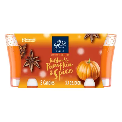 Glade Candle Jar Air Freshener Golden Pumpkin & Spice Limited Edition Scent 3.4 oz Count