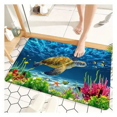 (160*200cm) 1pcs Sea Turtle Pattern Kitchen Mat Soft Thickened Kitchen Floor Mat Waterproof Non-