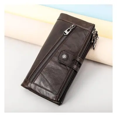 (coffee) Contact&apos;s Genuine Leather Wallet Long Clutch Bag For Women Zipper Phone Pocket Coi