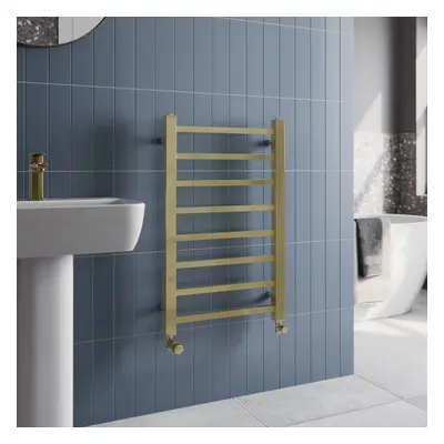 (800 x 500mm) Brushed Brass Square Bar Heated Towel Rail Bathroom Radiators