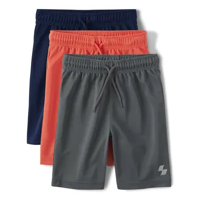 The Children's Place Basketball Shorts boys Blue/Grey/Orannge Pack XX-Large