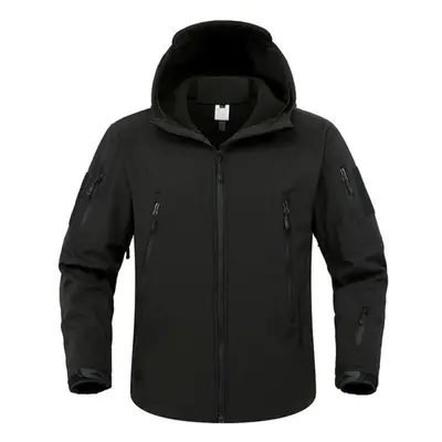 (black, 4XL) Men Tactical Jacket Snow Ski Jacket Water Resistant Softshell Multi-pockets Coat