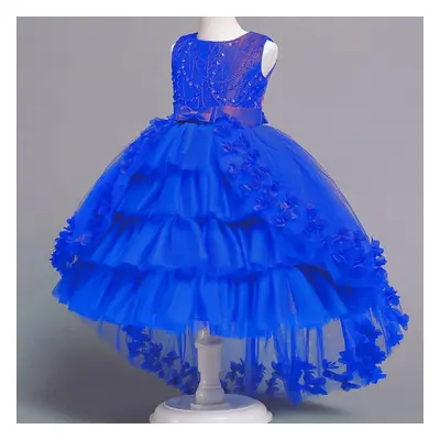 (blue, 140) Baby Lace Princess Dress For Girl Elegant Birthday Party Trailing Dress Baby Girl&ap