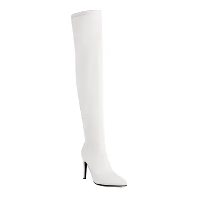 (white, 42) Krazing Pot Pu Autumn Winter Shoes Stiletto High Heels Super Size Sexy Stovepipe Boo