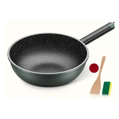 (as the picture, 34cm) Wok Maifan Stone Pan Non-stick Pan Household Wok Induction Cooker Smokele