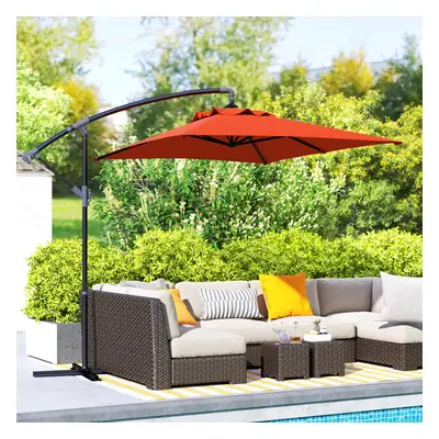 Outsunny m Cantilever Parasol with Cross Base, Crank Handle, Orange