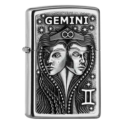 Zippo Lighter Gemini Zodiac Sign Horoscope Chrome Windproof Flame Refillable