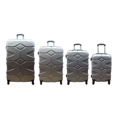 (Silver, Set of 4) Hampton & Stewart Hard Shell Extra Large Suitcase