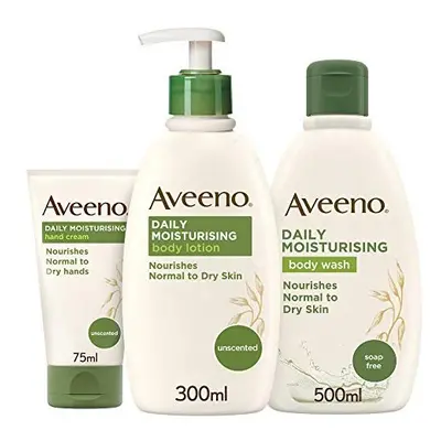 Aveeno Daily Moisturising Steps Skin Care Regime Set Body Wash Body Lotion and Hand cream Nouris