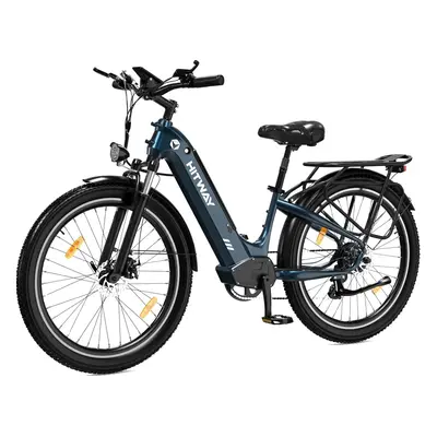 (Blue) HITWAY BK16 Electric Bike 26x3.0 250W City Cruiser E-bike 48V 18Ah Removable Battery Max 