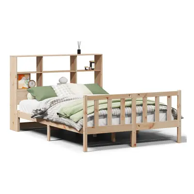 (natural, x cm) vidaXL Bookcase Bed without Mattress Bed Frame Home Bed Base Solid Wood Pine