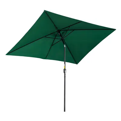 Outsunny 3x2m Patio Parasol Canopy Tilt Crank Ribs Sun Shade Garden Green