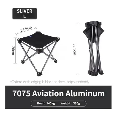 (Sliver, Large) Outdoor Folding Chair Foldable Hiking Camping Fishing Portable Stable Stool Ligh