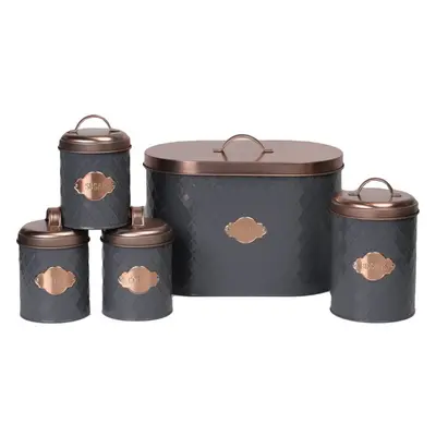 Neo Grey Embossed Piece Kitchen Canister Set