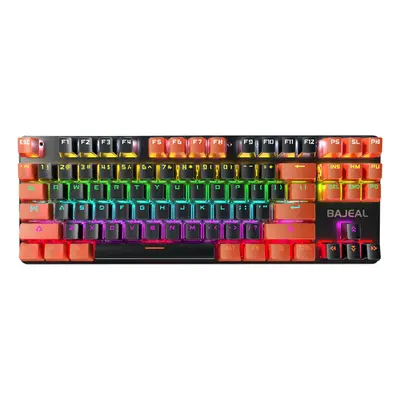 (Black/Orange) Mechanical Keyboard Keys USB Wired Hot Swappable Blue Swtich Colorful LED Backlig