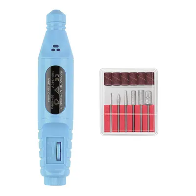 (Blue) Adjustable Speed Pedicure Manicure Nail Polisher Drill Electric Nail Drill Machine USB Ch