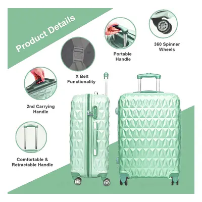 (24'' GREEN) Medium Suitcase Hard Shell Trolley Wheel spinner