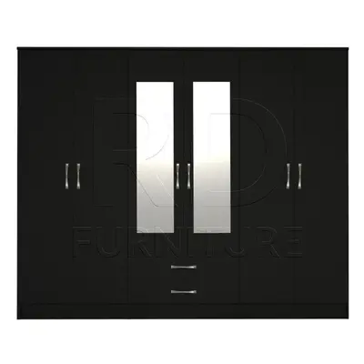 Ready assembled Classic Door Mirrored Wardrobe Black