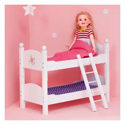 White Doll Bunk Bed 18" Dolls Wooden Furniture Bedroom Toy Role Play TD-0095A