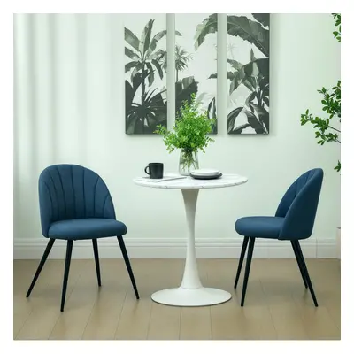 (Blue) HOMCOM Set of Dining Chairs with Shell Backrest and Padded Seat