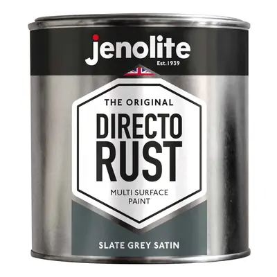 (1 Litre, Slate Grey) JENOLITE Directorust Satin Multi Surface Paint - For Use On Wood, Metal, P