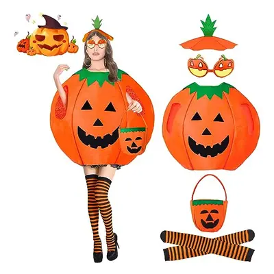 Halloween Pumpkin Costume, Pumpkin Outfit Adult Womens Halloween Costumes Adult Fancy Dress Stri