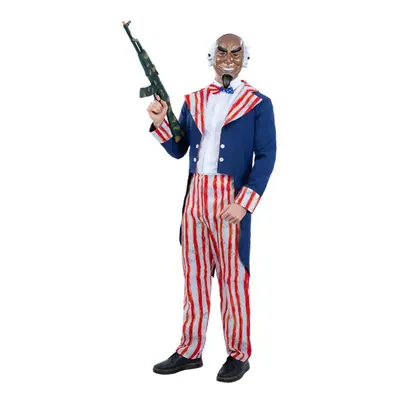 (L, Blue/Red/White) Smiffys Mens Uncle Sam Horror Patriot Costume Set