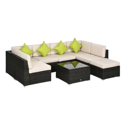 Outsunny Pieces Patio Rattan Sofa Set Outdoor Garden Furniture Set Brown