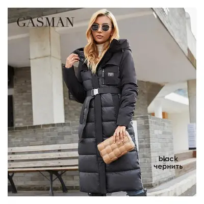 (black, L) Gasman Women&apos;s Jacket Long Elegant Fashion Winter Coat For Women Brand Zipper Po