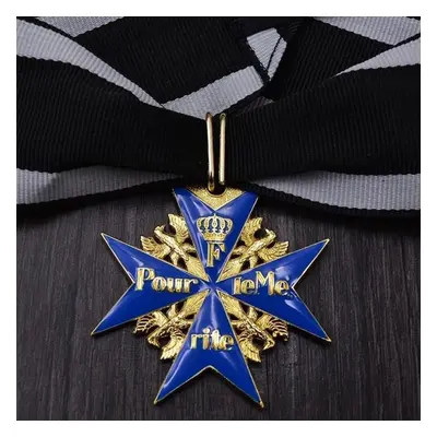 (D) Copy Superior Quality Wwi Prussian Knight Medal German Cross Medal Gold Blue Max Pour Le Mer