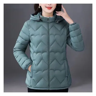 (green, XL) Plus-size Autumn Winter Solid Color Hoodie Fashion Women Warm Zipper Coat Loose Casu