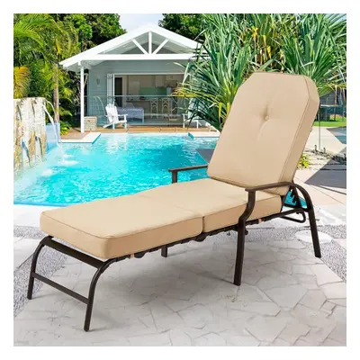 (Beige) YODOLLA 207cm Long Sun Lounger For Garden