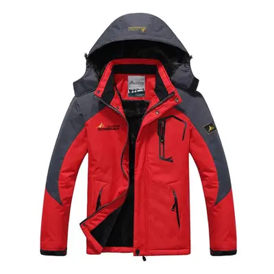 (red, L) Winter Jacket Men Plus Velvet Warm Wind Parka 6xl Plus Size Black Hooded Winter Coat Me