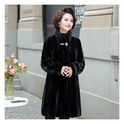 (as the picture, 4XL) Autumn And Winter Mink Fur Coat Long Artificial Fur Coat