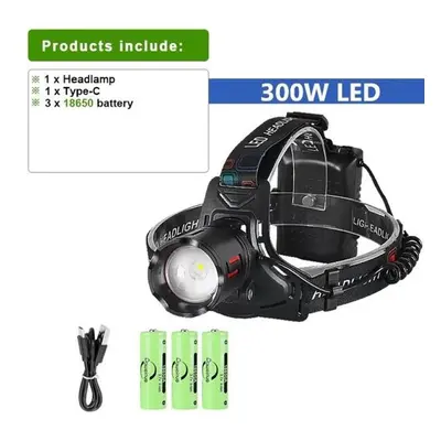 (Kit B) Ultra Powerful Led Headlamp Super Bright Long Range Head Flashlight Usb Rechargeable Hea