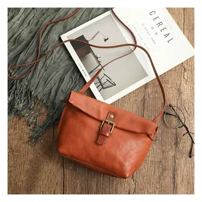 (brown) Johnature Genuine Leather Mini Crossbody Bags For Women Vintage Natural Soft Cowhide Sol