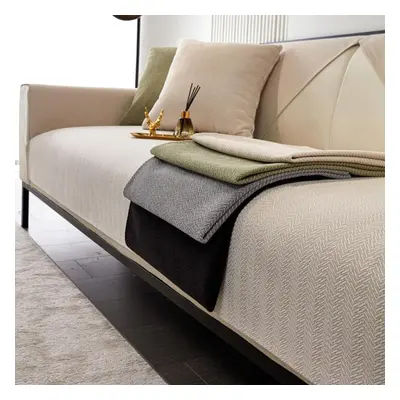 (beige, 110x210cm) Sofa Cover Chenille Sofa Pad Solid Color Living Room Sofa Cushion Non-slip So