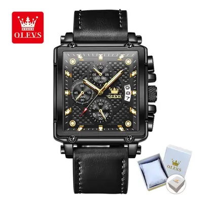 (Black) Olevs Square Multifunction Sports Quartz Watch