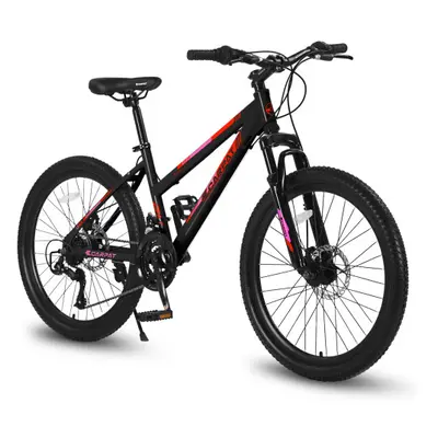 (Black) S26103 inch Mountain Bike for Teenagers Girls Women, Shimano Speeds with Dual Disc Brake