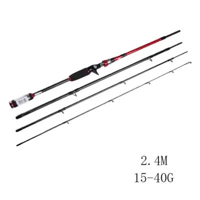 (red, CASTING15-40G-2.4M) Ftk Stage Spinning Casting Speed Fishing Rod Ultra Light Carbon Fiber 