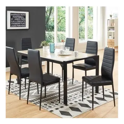 Set of Modern Faux Leather High Back Dining Chairs